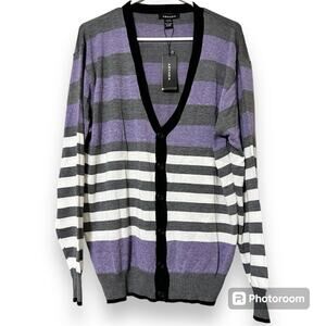 Arcadia men’s size large long sleeve v neck button front striped cardigan